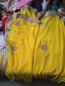 Yellow Embellished Saree