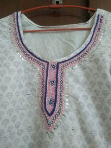 Kurta With Neck Embroidery