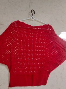 New Red Crochet Top With Sequence Inner Free