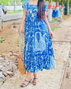 Paisley Print Blue Maxi Dress