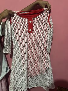 Red & White Lace Dress