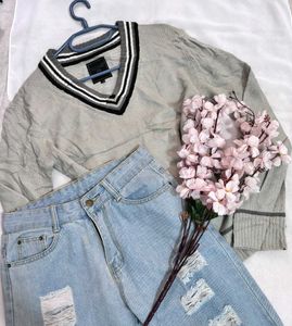 🎁Buy1 Get1 Free Gray V-Neck Long Sleeve Sweater C