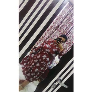 Brown Floral Middi Dress