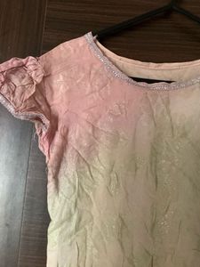 Pink &amp; Beige Ethnic Kurti Shinning 🩷🤍