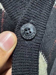 Lacoste Pure Wool Black Cardigan