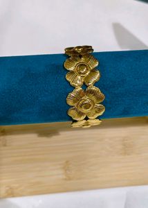 Gold-Plated Sunflower Statement Cuff Bracelet