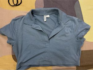 Divided Blue Crop Polo