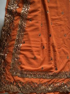 Orange Polka Dot Saree