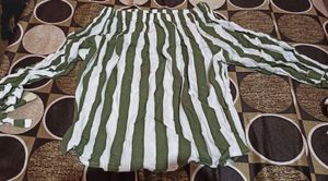 Vertical striped off shoulder top