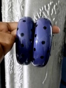 Funky wooden Polka Dot Bangles - Set of Two