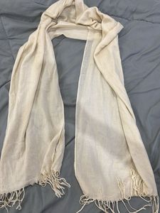 Soft Beige Scarf with Fringe