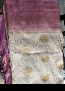 🌸 Elegant Light Green &amp; Mauve Pink Silk Saree 🌸