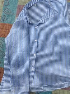 Blue & White Striped Button-Down Shirt