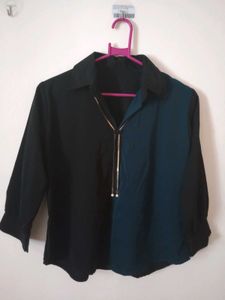 Two-Tone Blouse with detachable stylish chain