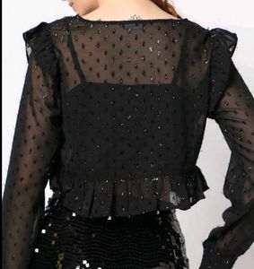 Swiss Dot Pattern Top🖤🖤