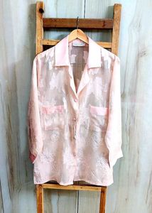 Floral Sheer Button-Down Shirt Size-42