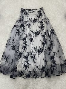 Black Sequin Crop Top White Floral Embroidered Ski