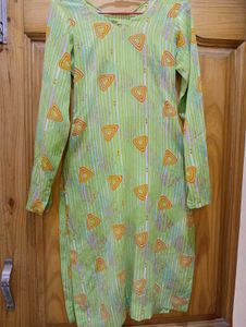 Green Triangle Print Long Sleeve Tunic