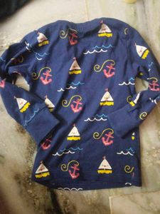 Navy Boat Print Long Sleeve Tee