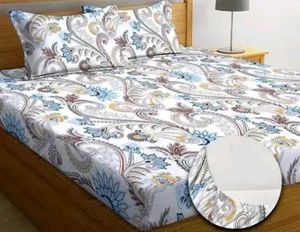 Cotton Elastic Fitted Double Bedsheet