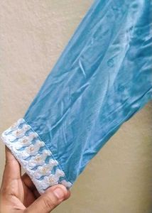 Beautiful Sky Blue Embroidered Kurti