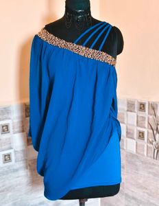 Blue One-Shoulder Party Dress