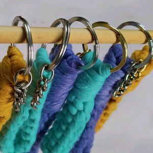 Blue Macrame Keychain
