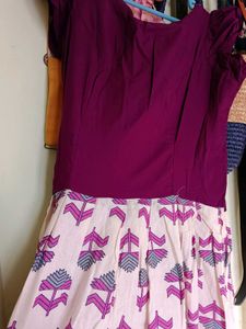 Burgundy &amp; Floral Print Maxi Dress