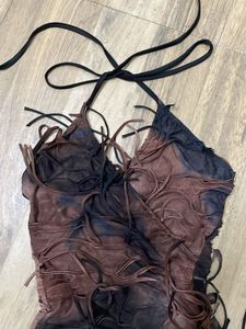 Burnt Mesh Halter Mini