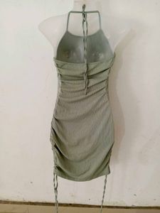 SEXY HALTERNECK TIE BACKLESS RUCHED BODYCON