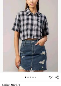 Checked Button-Up Korean Top