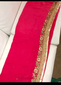 Elegant Red Embroidered Saree