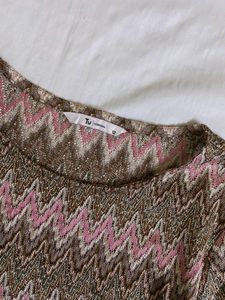 Korean Patterned Long Sleeve Top Fits S-M