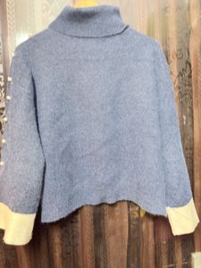 Blue Pearl Detail Turtleneck Sweater
