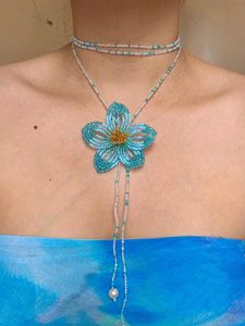 Floral orchid Beaded Necklace