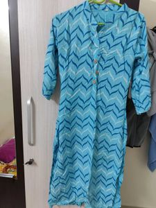 Blue Printed Kurti Dress🩵
