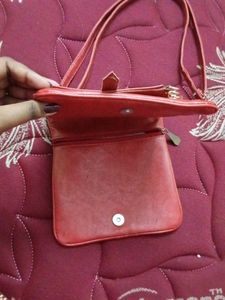 Red Crossbody Bag with Multiple Zippers