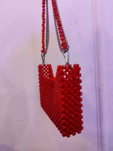 Red Beaded Handbag