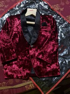 Velvet Blazer - Burgundy