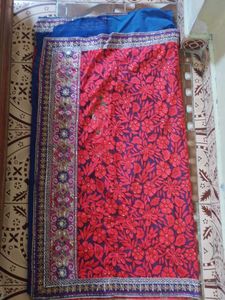 Dark Blue Heavy Embroidery Saree With Blouse