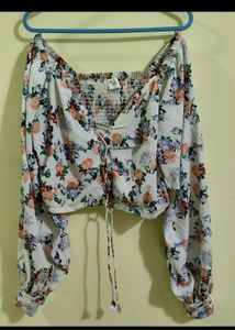 SSS Brand Puff Sleeves Floral Party Wear Top