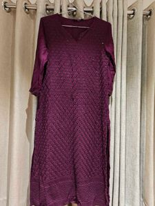 Purple Embroidered Kurta