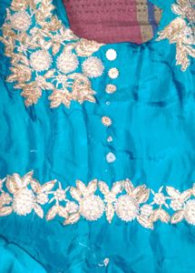 Teal Embroidered Salwar Suit