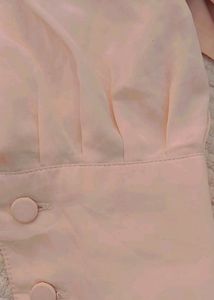 Peach Crop Shirt With Baloon Sleeves