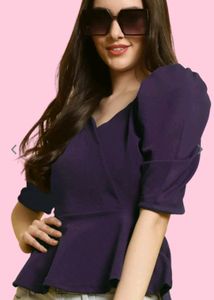 WoowZerz Burgundy Peplum Top