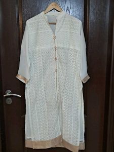 off white and golden kurti With Bottom