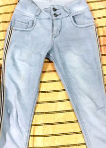 Girls Denim Jeans with Side Stripes