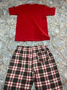 T-shirt And Plaid Pant Set