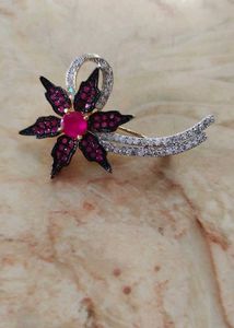 Ruby and Diamond Flower Brooch