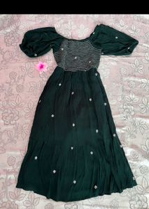 Green Puff Sleeve Maxi Dress